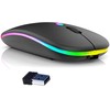 GameBox MR12 Bezvadu pele ar RGB apgaismojumu Klusa klikšķa USB uzlādējama Ergonomiska dizaina Melns