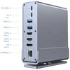 Gembird A-CF-COMBO15-01 USB Type-CF 15-in-1 daugiaportis adapteris (USB šakotuvas AF-jungtys v.2x2 + v.3x3, Type-CF + HDMIx2 + DisplayPort + PD + kortelių skaitytuvas + GigaLAN + 3,5 mm garso jungtis), pilkas