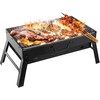 iLike GrillPapa Super Compact Barbeque Saliekamais Metāla Grils 36x29x6.8cm ideāls piknikam un kempingam Melns
