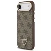 Guess PU Leather 4G Strass Triangle Logo Gold Frame MagSafe dėklas skirtas Apple iPhone Air rudos spalvos