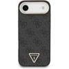Guess PU Leather 4G Triangle Logo Gold Frame MagSafe dėklas skirtas Apple iPhone 17 Air juodos spalvos