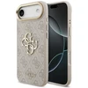 Guess PU Leather 4G Metal Logo Gold Frame dėklas skirtas Apple iPhone Air rožinės spalvos