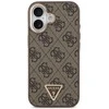 Guess PU Leather 4G Triangle Logo Gold Frame MagSafe dėklas skirtas Apple iPhone 17 rudos spalvos