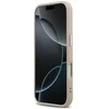 Guess PU odos 4G Metal Logo Gold Frame dėklas skirtas iPhone 17 rožinės spalvos