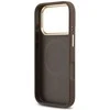 Guess PU Leather 4G Gold Frame MagSafe dėklas skirtas Apple iPhone 17 Pro rudos spalvos