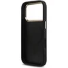 Guess PU Leather 4G Strass Triangle Logo Gold Frame MagSafe dėklas skirtas Apple iPhone 17 Pro juodos spalvos