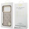 Guess PU odos 4G Gold Frame MagSafe dėklas skirtas iPhone 17 Pro rožinės spalvos
