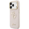 Guess PU Grained 4G Logo Stand Camera Frame dėklas skirtas iPhone 17 Pro rožinės spalvos