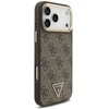 Guess PU Leather 4G Strass Triangle Logo Gold Frame MagSafe dėklas skirtas Apple iPhone 17 Pro Max rudos spalvos