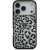 „Guess“ leopardo rašto blizgučių rašto „MagSafe“ dėklas, skirtas „iPhone 17 Pro Max“ – Juodas