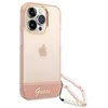Dėklas Guess GUHCP14XHGCOHP Apple iPhone 14 Pro Max 6,7″ rožinės spalvos hardcase Translucent Pearl Strap