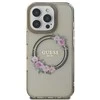 Guess GUHMP16LHFWFCK Apple iPhone 16 Pro 6.3″ juodos spalvos kietas dėklas IML Flowers Wreath MagSafe