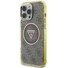 Dėklas Guess IML Metal Glitter 4G Circle Triangle MagSafe Phone 16 Pro rudos spalvos