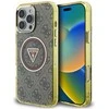 Dėklas Guess IML Metal Glitter 4G Circle Triangle MagSafe, skirtas Phone 16 Pro, rudos spalvos