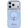 Dėklas Guess IML Ring Stand 360 Script Metal Logo MagSafe Case, skirtas iPhone 17 Pro Max / 18 Pro Max - Šviesiai mėlyna