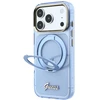 Dėklas Guess IML Ring Stand 360 Script Metal Logo MagSafe Case, skirtas iPhone 17 Pro Max / 18 Pro Max - Šviesiai mėlyna