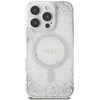 Guess GUHMP16LRGRGES Apple iPhone 16 Pro 6.3" sidabro spalvos kietas dėklas su blizgučiais ir resininiu efektu, MagSafe