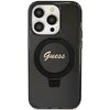 Dėklas GUESS GUHMP15XHRSGSK IPHONE 15 PRO MAX 6.7 "Juodas/Juodas HARDCASE RING STAND SCRIPT GLITTER MAGSAFE