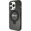 Dėklas GUESS GUHMP15XHRSGSK IPHONE 15 PRO MAX 6.7 "Juodas/Juodas HARDCASE RING STAND SCRIPT GLITTER MAGSAFE