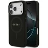 Guess Saffiano Classic Logo MagSafe dėklas Apple iPhone 17 Pro juodos spalvos