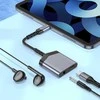Adapteris AUX 2w1 USB C į USB C / Jack 3,5 mm Hoco 27W LS39 metalinis pilkas
