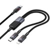 Laidas 2in1 USB-C į USB-C + Lightning Hoco 5A 100W 1,2 m U139 juodas