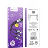 USB kabelis Hoco (X102) 3in1 lightning+microUSB+USB-C juodas 1m