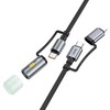 Laidas „viskas viename“ USB C / „Lightning“ į USB C / LED šviesą Hoco PD 3A 60W 1,2 m U138 juodas