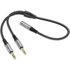 Kabelis AUX 2in1 Jack 3,5 mm (lizdas) į 2 x Jack 3,5 mm (vyras) Hoco 0,25 m UPA21 metalinis pilkas