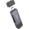 Atminties kortelių skaitytuvas Hoco HB45 USB-C/USB-A 2-in-1 USB2.0 pilkas