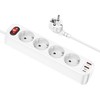 Įkroviklis-prailgintuvas Hoco NS1 (2xUSB; 1xUSB-C; 4xEU socket; 3A 20W) baltas