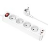 Įkroviklis-prailgintuvas Hoco NS1 (2xUSB; 1xUSB-C; 4xEU socket; 3A 20W) baltas