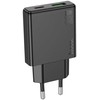 Phone charger Hoco Slim USB A + USB C QC3.0 PD 3A 20W N38 juodas