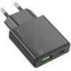 Phone charger Hoco Slim USB A + USB C QC3.0 PD 3A 20W N38 juodas