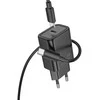 Telefono įkroviklis Hoco USB C QC PD 30W + laidas USB C į USB C N62 juodas