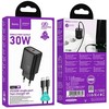 Phone charger Hoco USB C QC PD 30W + cable USB C to USB C N62 juodas