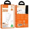 Telefono įkroviklis Hoco USB C QC PD 20W + laidas USB C į USB C N60 baltas