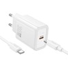 Telefono įkroviklis Hoco USB C QC PD 30W + laidas USB C į USB C N62 baltas