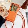 Hurtel iPhone 17 Pro / 18 Pro Silikoninis dėklas with Card Pocket and Crossbody Strap - Oranžinis