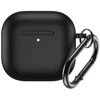 Hurtel Silikoninis dėklas skirtas Airpods 4 su karabinu - juodos spalvos
