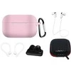 Rinkinys silikonowe etui AirPods Pro 2 / AirPods Pro 1 + futerał / zaczep na ucho / dirželis na szyję / uchwyt na dirželis zegarka / karabińczyk - rožinė