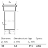 Indoor sewer PVC pipe Wavin. Ø 50. 0.315 m
