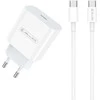 JELLICO sieninis pakrovėjas AK180 PD 20W 1xUSB-C + laidas USB-C - USB-C Baltas