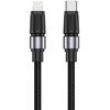 Jellico B26 Pīta auduma iPhone &amp; iPad USB-C uz Lightning Datu un Ātras PD 30W Uzlādes Kabelis 1m Melns