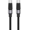 Jellico B26 Pīta auduma Universāls USB-C uz USB-C Datu un ātrās PD 60W uzlādes Vads 1.2m Melns