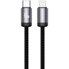 Jellico B27 Pīta Auduma iPhone un iPad USB-C uz Lightning Datu un Ātrās PD 30W uzlādes Vads 1m Melns