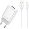 Įkroviklis Jellico EU01 2.4A USB-A + USB-A iki Lightning kabelis 1.0m baltas