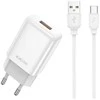 Įkroviklis Jellico EU01 2.4A USB-A + USB-A į USB-C laidas 1.0m baltas