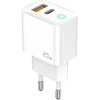 Jellico EU11 20W PD GaN Universāls adaptīvs ātrais lādētājs ar USB-C (5-12V) / USB 3A Balts
