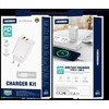 JELLICO sieninis įkroviklis EU13 GaN PD 30W 1xUSB-C + 1xUSB QC3.0 + USB-C laidas - Lightning Baltas